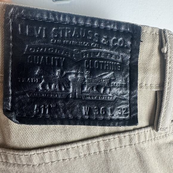 LEVI’S 511 Men’s Skinny Fit Jeans 36x32 Khaki Stretch Cotton Pants Casual Beige - Picture 7 of 11